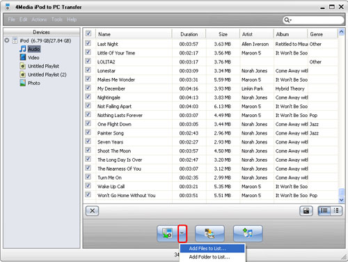 Transfer music to iPod